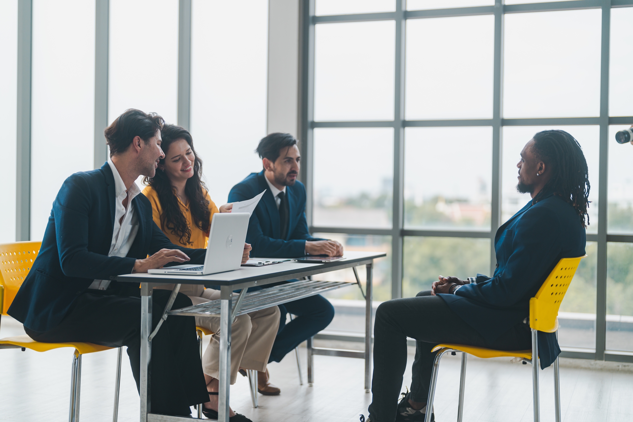 Professional,Woman,And,Man,Discuss,Career,Opportunities,In,Corporate,Office